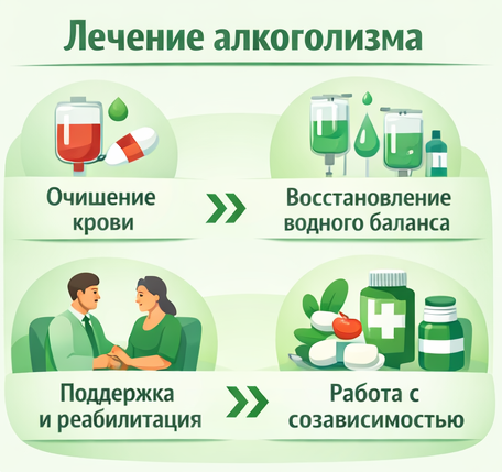 лечение алкоголизма в Каменске-Уральском этапы